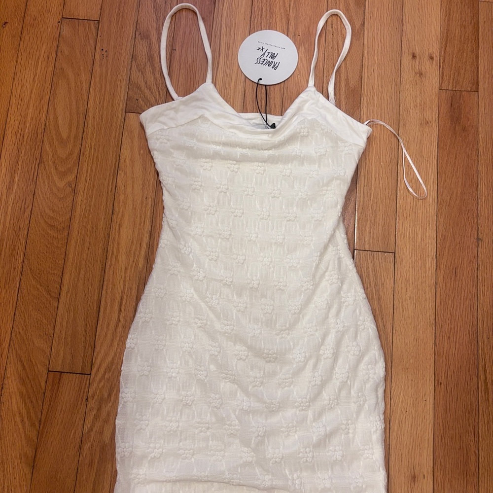 Princess Polly Cream Ribbed Bodycon Mini Dress